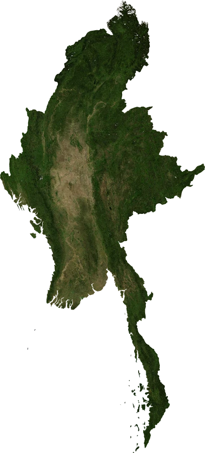 Myanmar, July 2004: NASA imagery clipped to the regional boundary