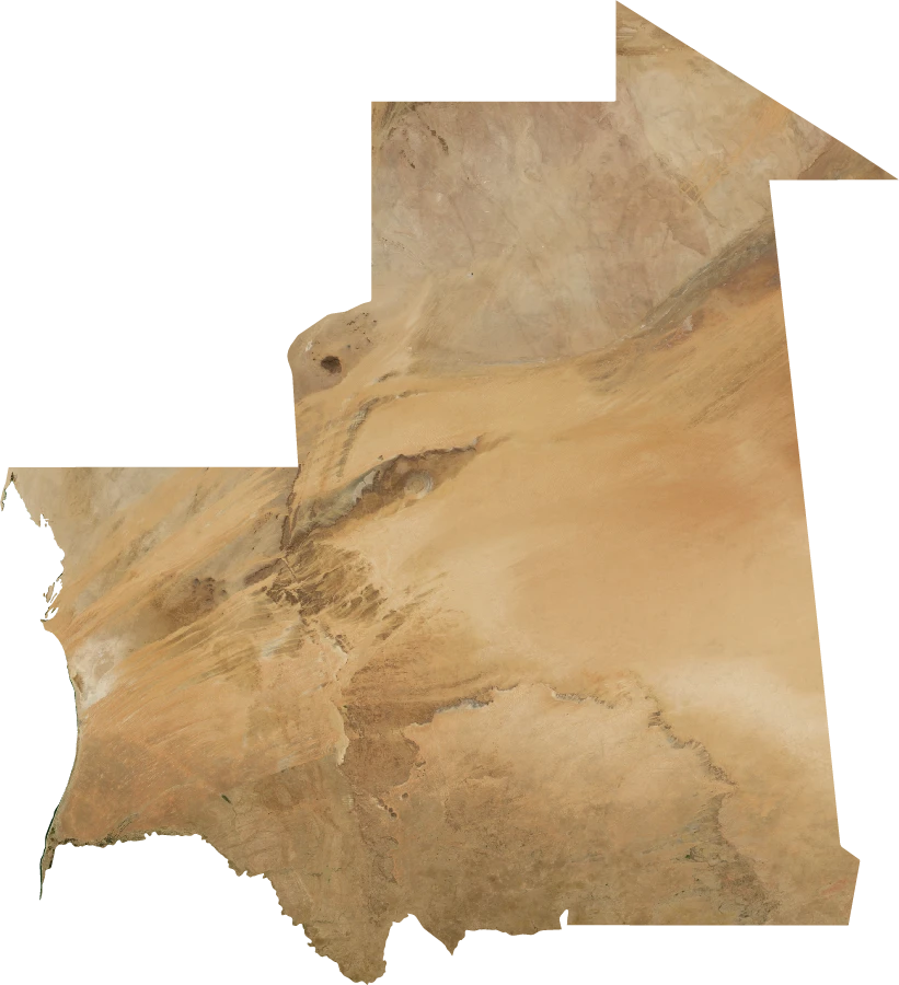 Mauritania, January 2004: NASA imagery clipped to the regional boundary