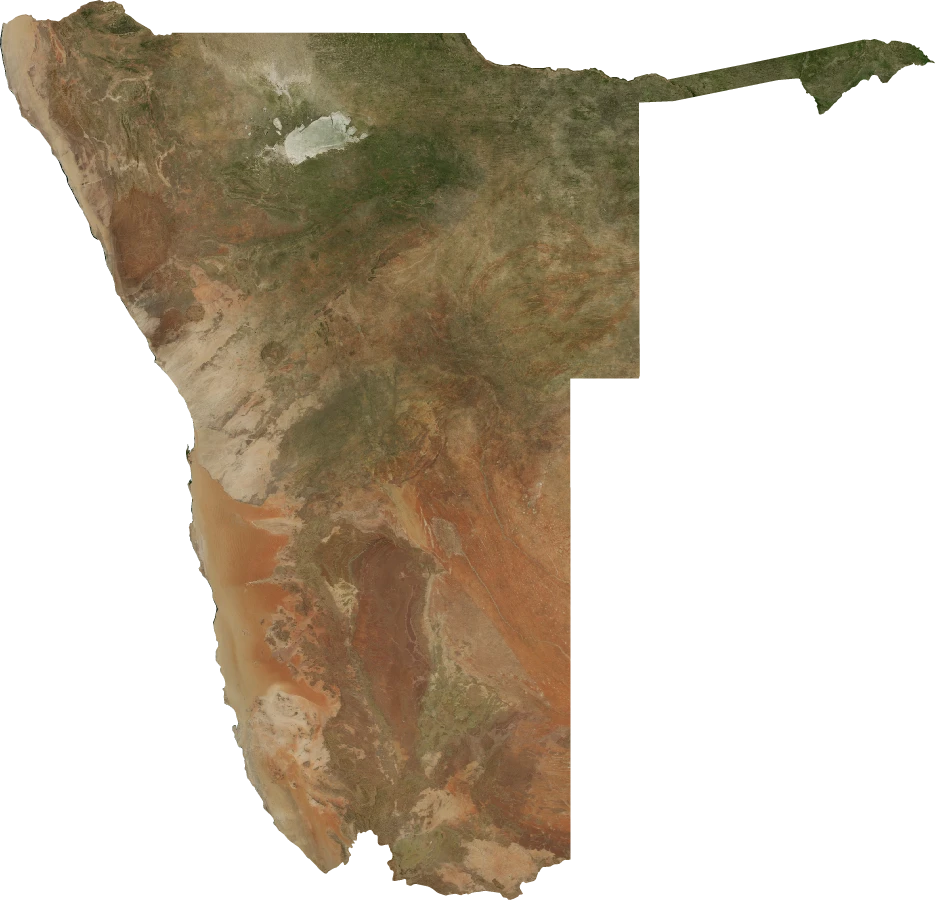 Namibia, January 2004: NASA imagery clipped to the regional boundary