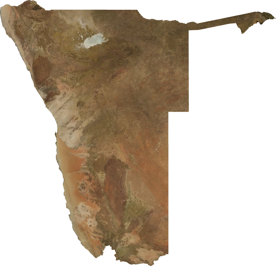 Namibia, July 2004: NASA imagery clipped to the regional boundary