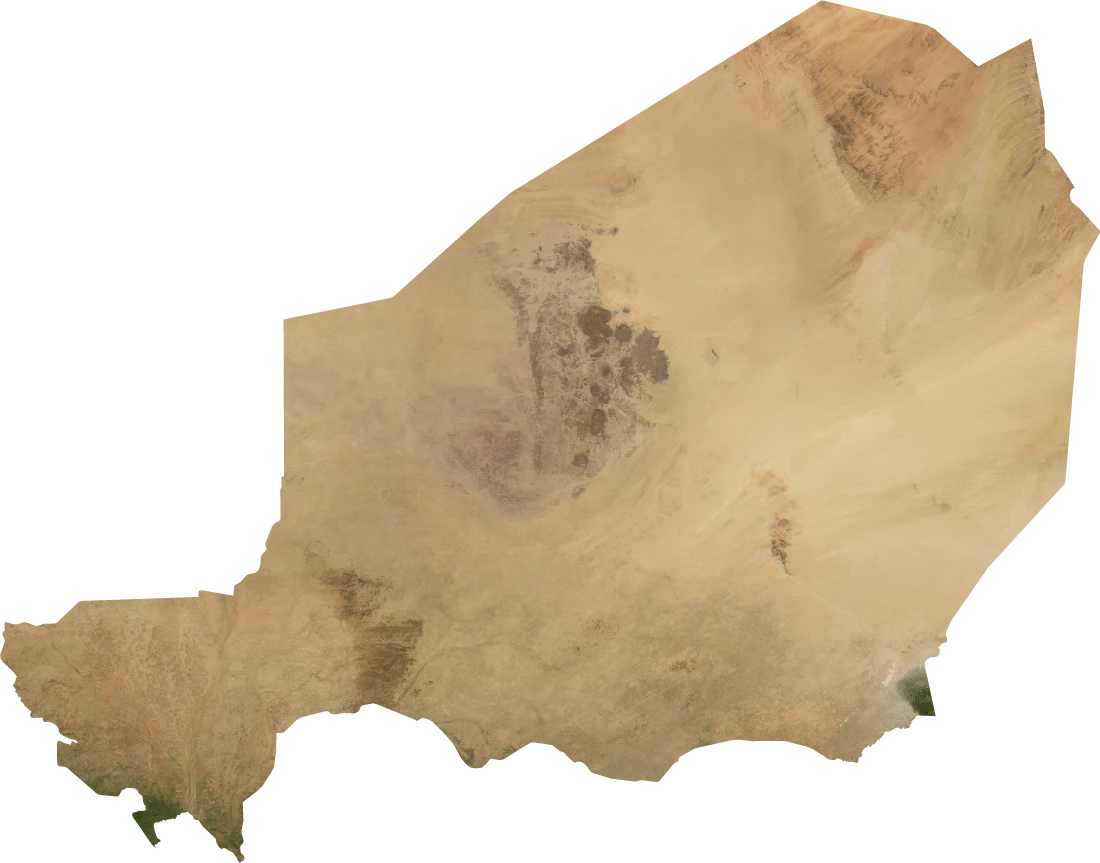 Niger, July 2004: NASA imagery clipped to the regional boundary