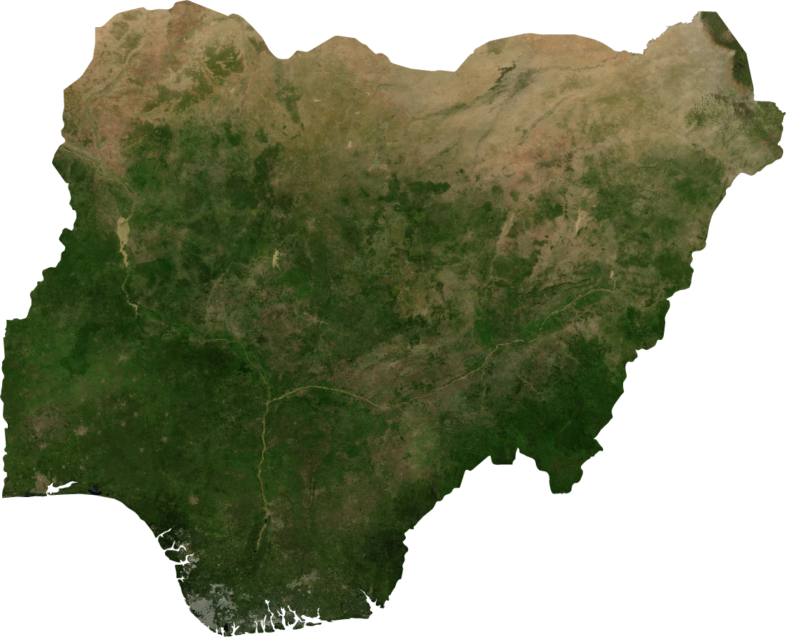 Nigeria, July 2004: NASA imagery clipped to the regional boundary