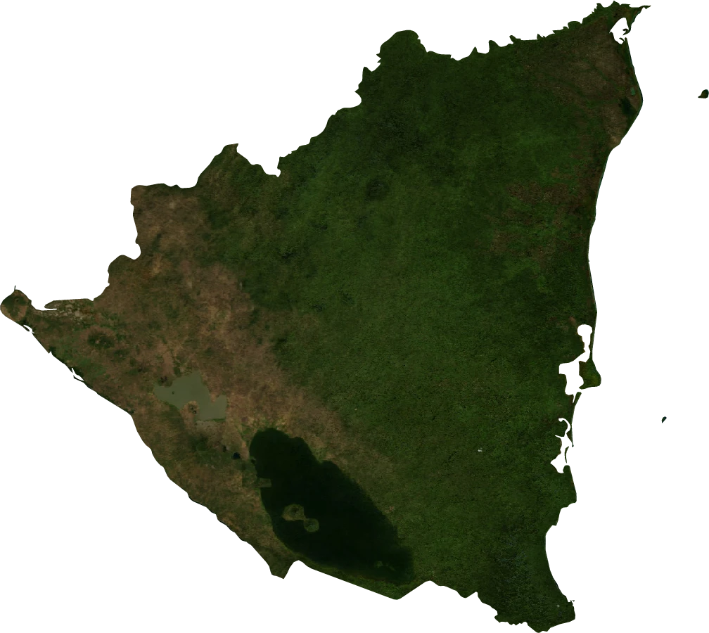 Nicaragua, January 2004: NASA imagery clipped to the regional boundary