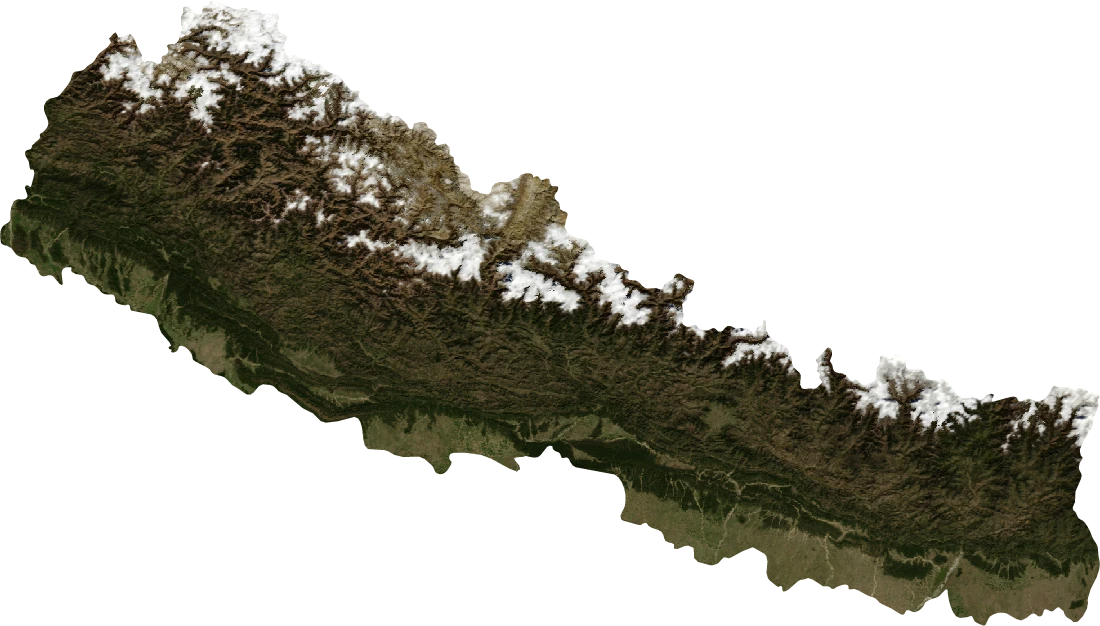 Nepal, January 2004: NASA imagery clipped to the regional boundary