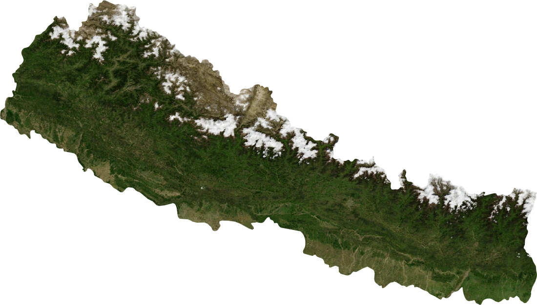 Nepal, July 2004: NASA imagery clipped to the regional boundary