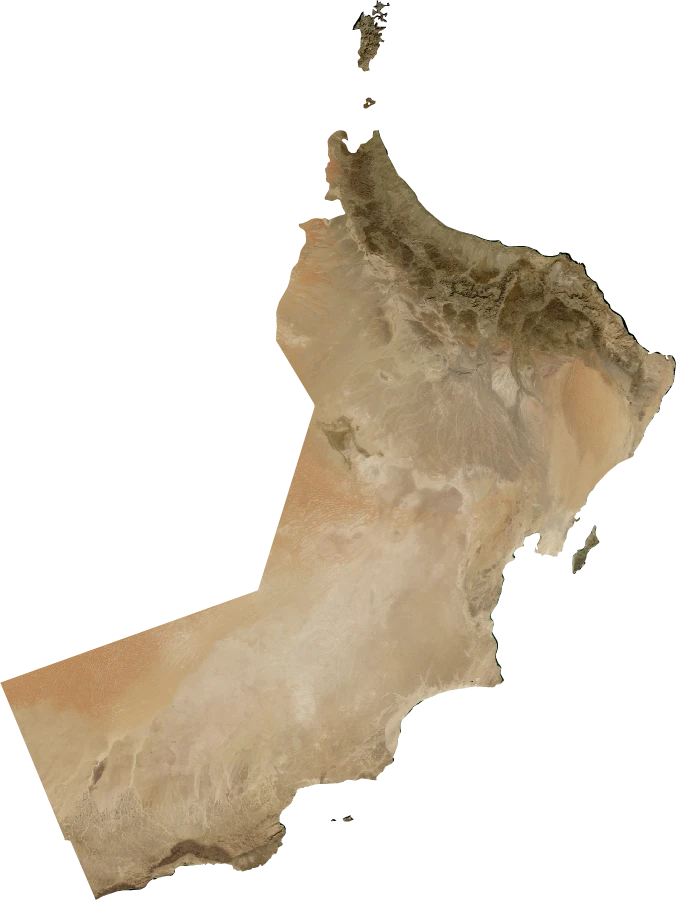 Oman, January 2004: NASA imagery clipped to the regional boundary