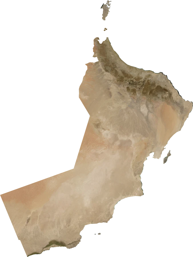 Oman, July 2004: NASA imagery clipped to the regional boundary