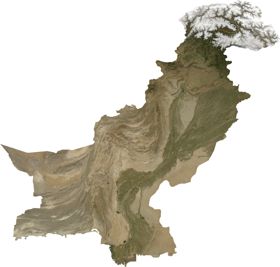 Pakistan, Annual mean 2004: NASA imagery clipped to the regional boundary