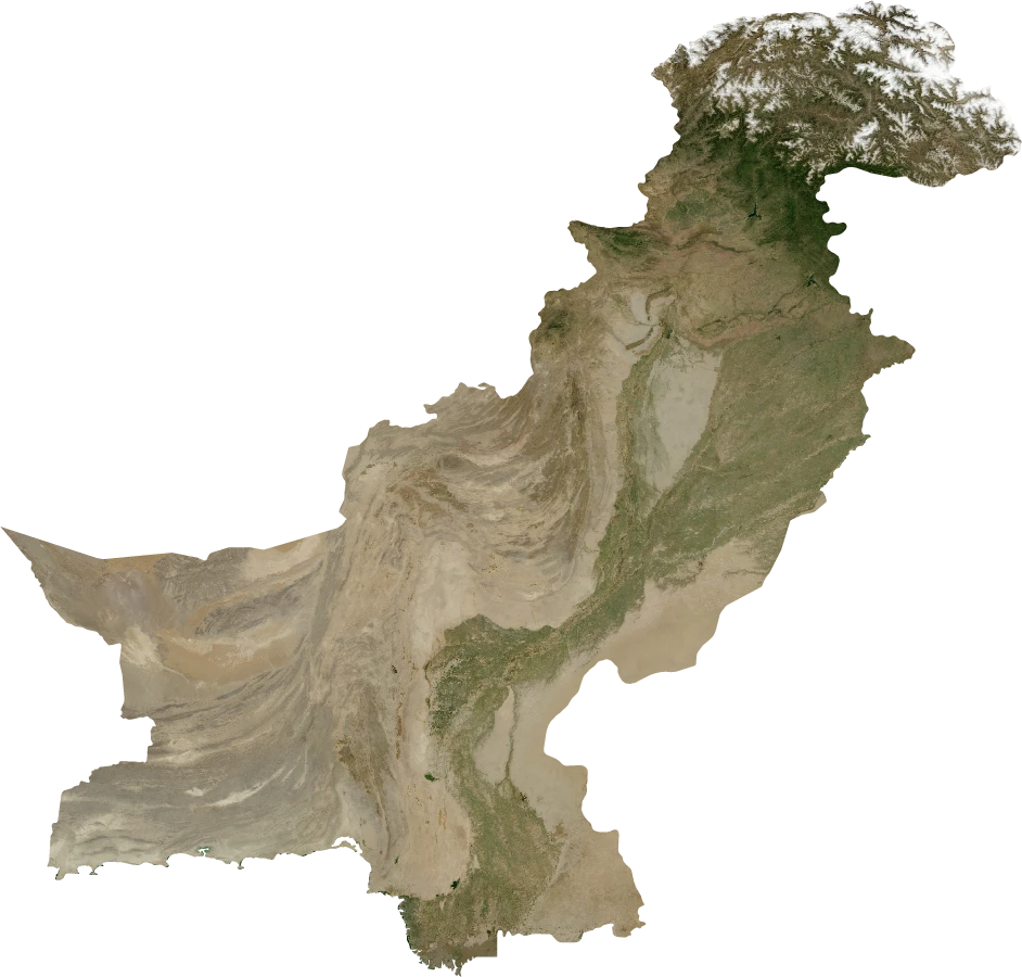Pakistan, July 2004: NASA imagery clipped to the regional boundary