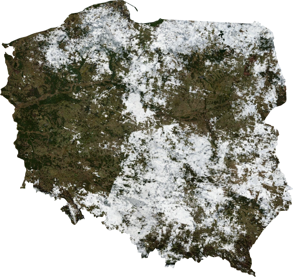 Poland, January 2004: NASA imagery clipped to the regional boundary