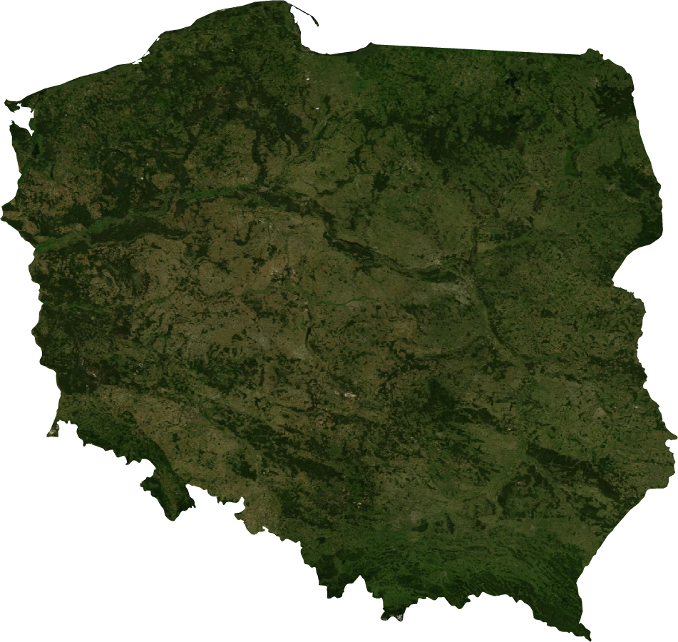 Poland, July 2004: NASA imagery clipped to the regional boundary