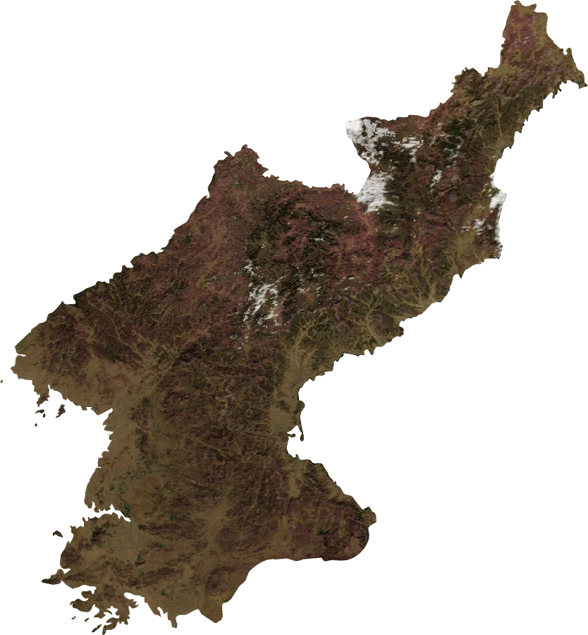 North Korea, January 2004: NASA imagery clipped to the regional boundary