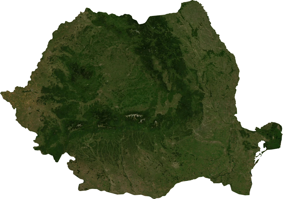 Romania, July 2004: NASA imagery clipped to the regional boundary