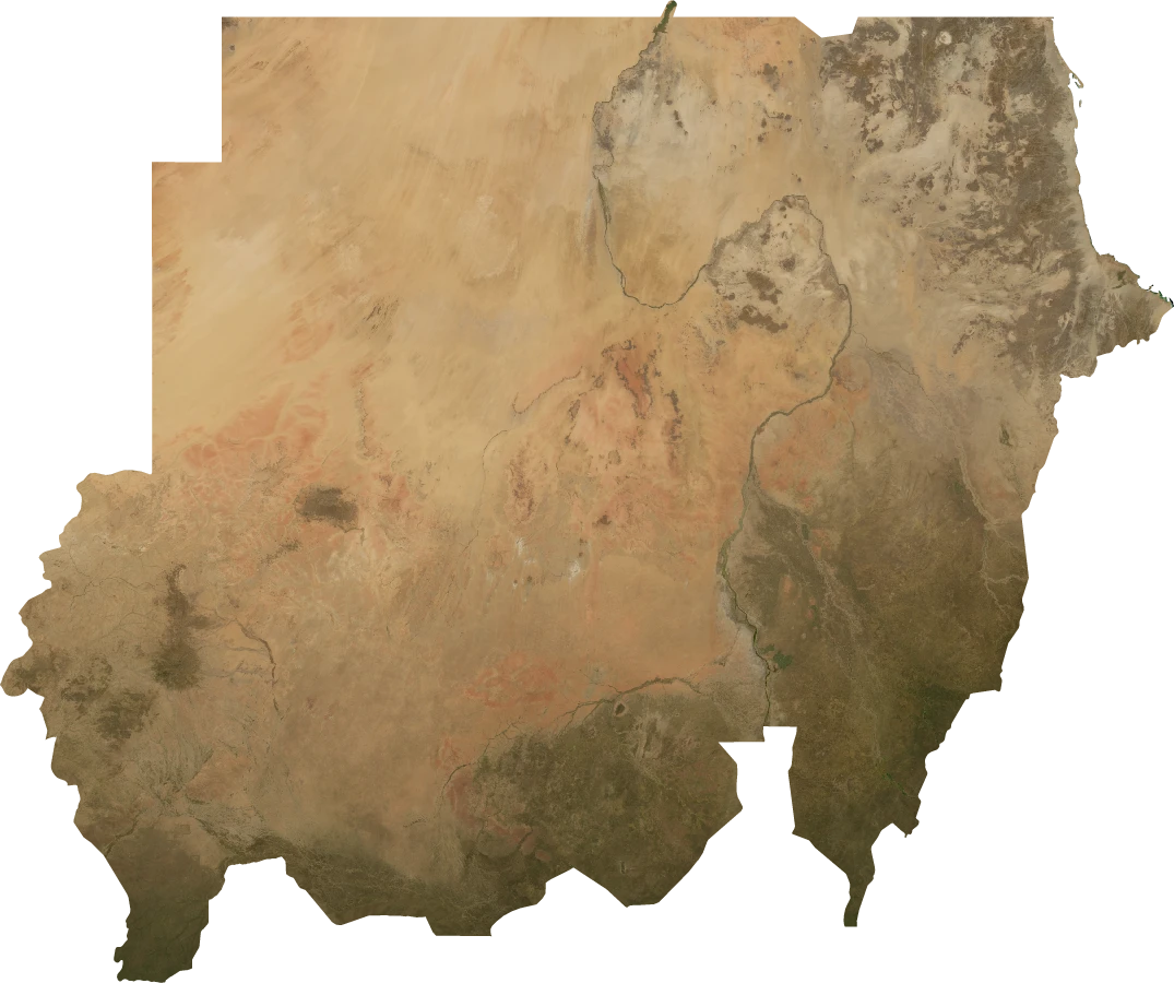 Sudan, Annual mean 2004: NASA imagery clipped to the regional boundary