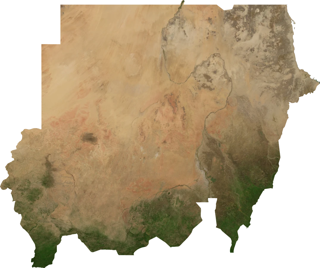 Sudan, July 2004: NASA imagery clipped to the regional boundary