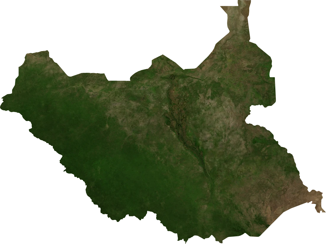 South Sudan, July 2004: NASA imagery clipped to the regional boundary