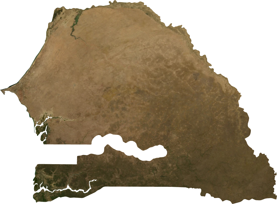 Senegal, January 2004: NASA imagery clipped to the regional boundary