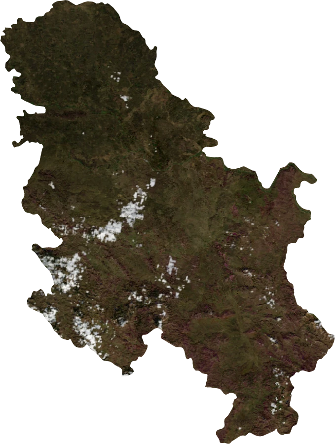 Serbia, January 2004: NASA imagery clipped to the regional boundary