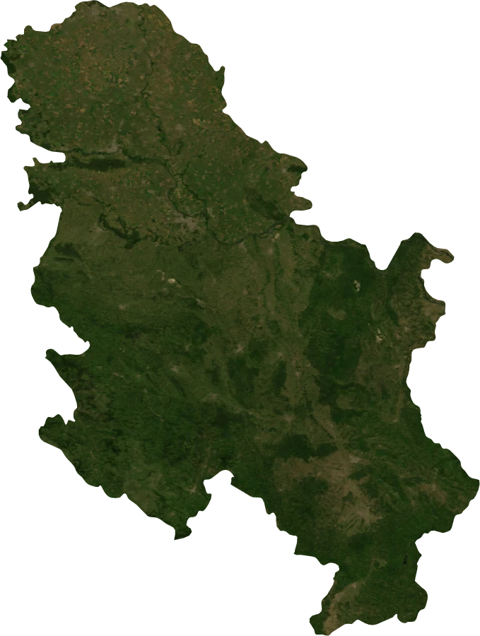 Serbia, July 2004: NASA imagery clipped to the regional boundary