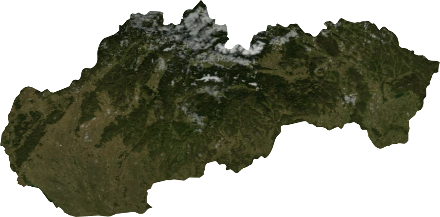 Slovakia, Annual mean 2004: NASA imagery clipped to the regional boundary