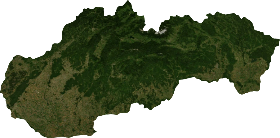 Slovakia, July 2004: NASA imagery clipped to the regional boundary
