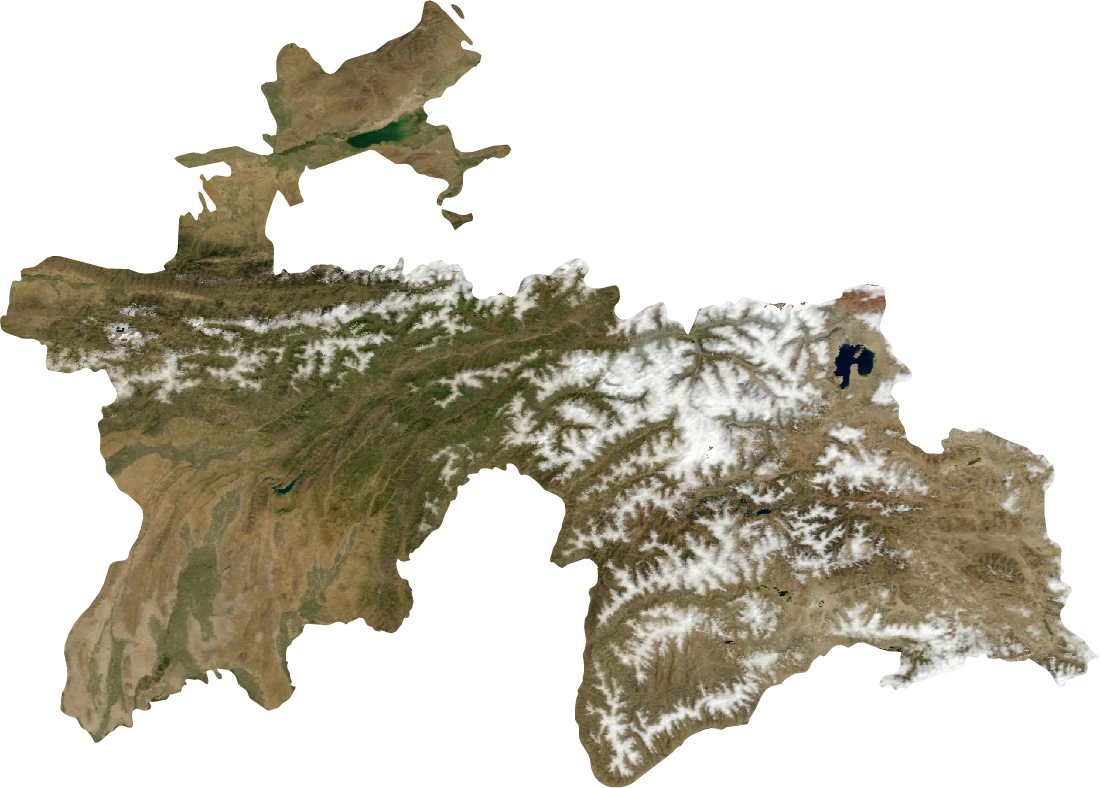Tajikistan, July 2004: NASA imagery clipped to the regional boundary
