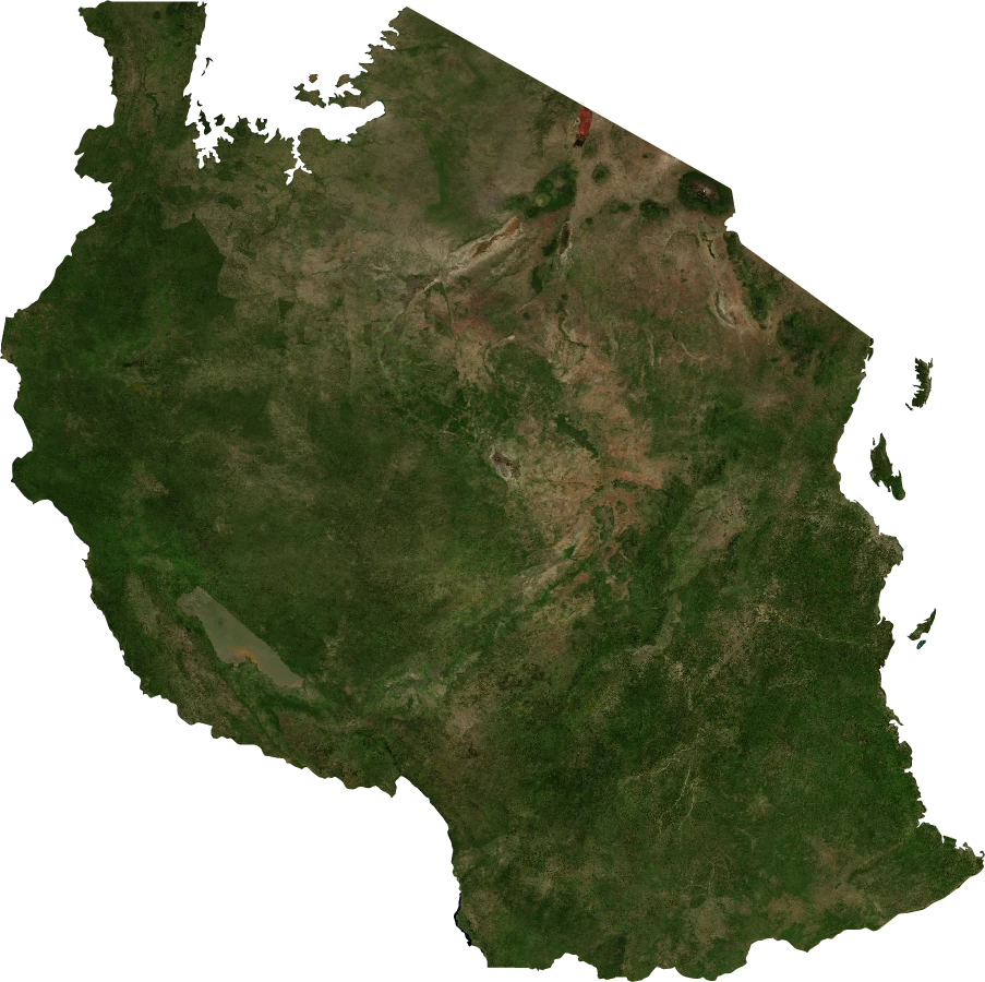 Tanzania, January 2004: NASA imagery clipped to the regional boundary