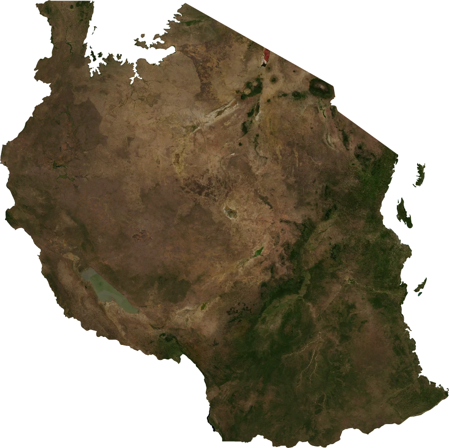 Tanzania, July 2004: NASA imagery clipped to the regional boundary