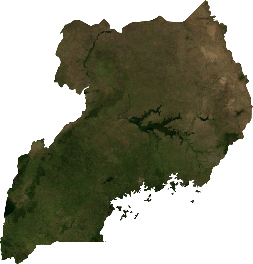 Uganda, January 2004: NASA imagery clipped to the regional boundary