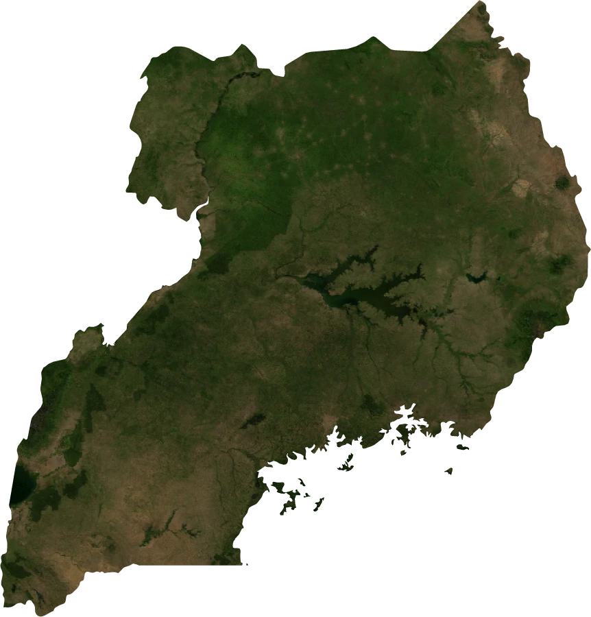 Uganda, July 2004: NASA imagery clipped to the regional boundary