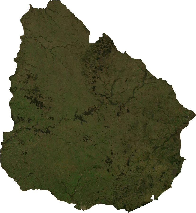 Uruguay, July 2004: NASA imagery clipped to the regional boundary