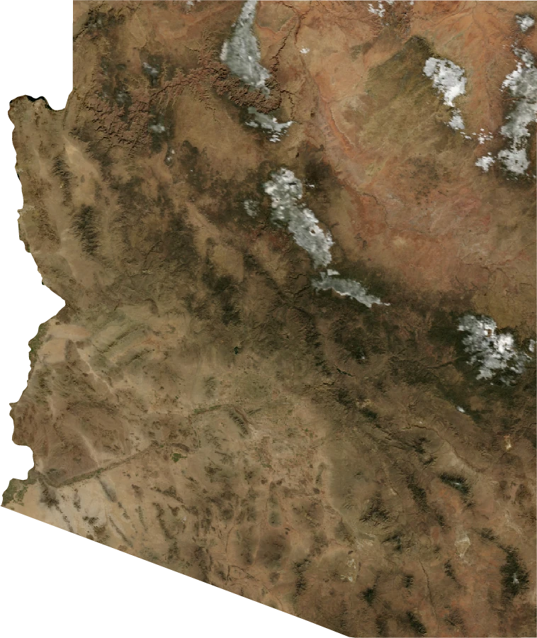 Arizona, January 2004: NASA imagery clipped to the regional boundary
