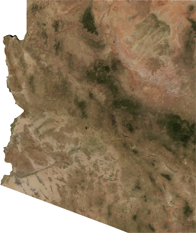 Arizona, July 2004: NASA imagery clipped to the regional boundary