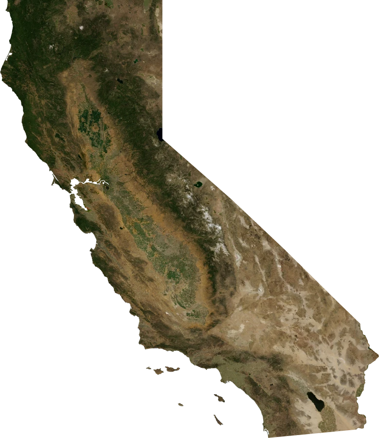 California, July 2004: NASA imagery clipped to the regional boundary
