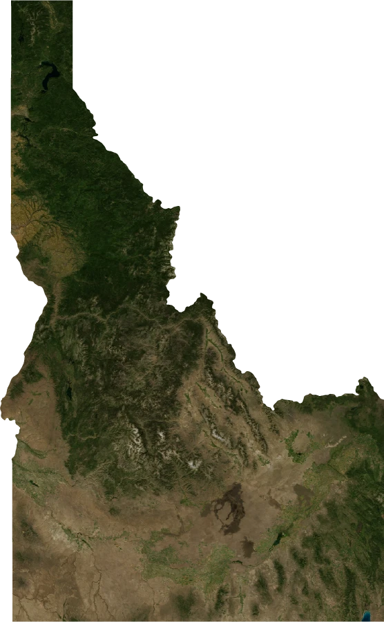 Idaho, July 2004: NASA imagery clipped to the regional boundary