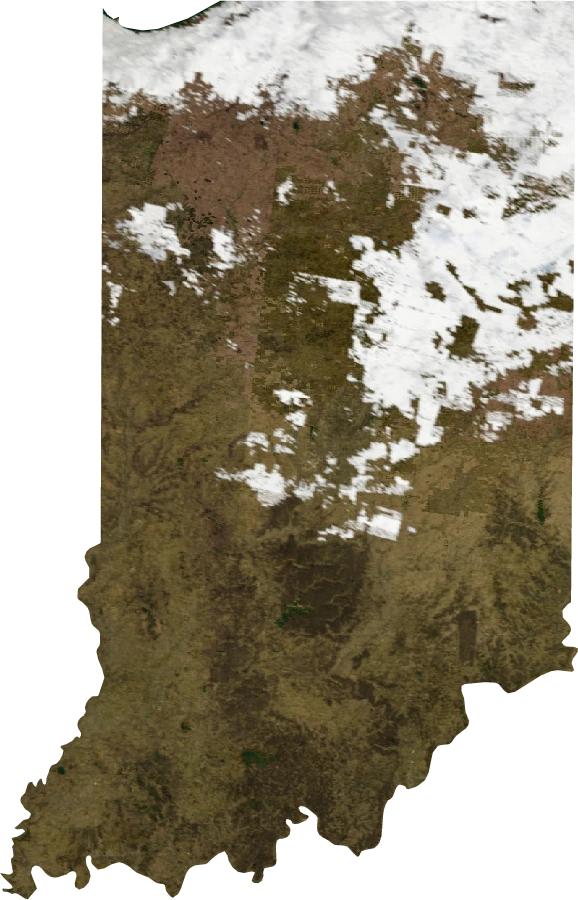 Indiana, January 2004: NASA imagery clipped to the regional boundary