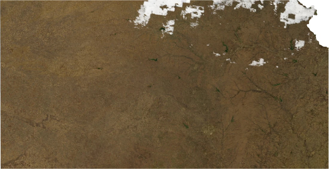 Kansas, January 2004: NASA imagery clipped to the regional boundary