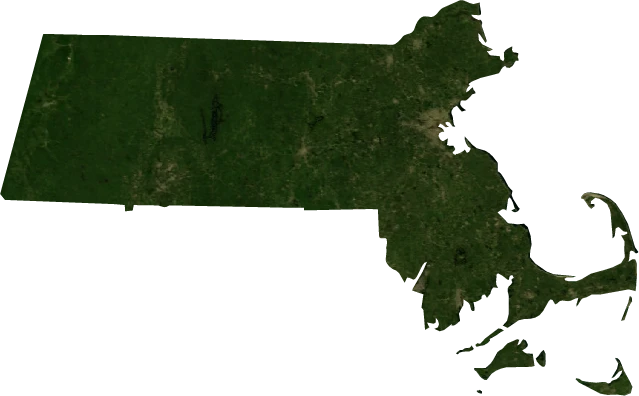 Massachusetts, July 2004: NASA imagery clipped to the regional boundary