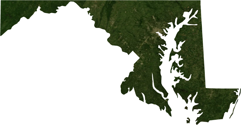 Maryland, July 2004: NASA imagery clipped to the regional boundary