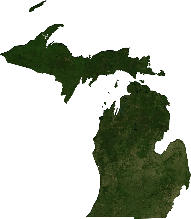 Michigan, July 2004: NASA imagery clipped to the regional boundary