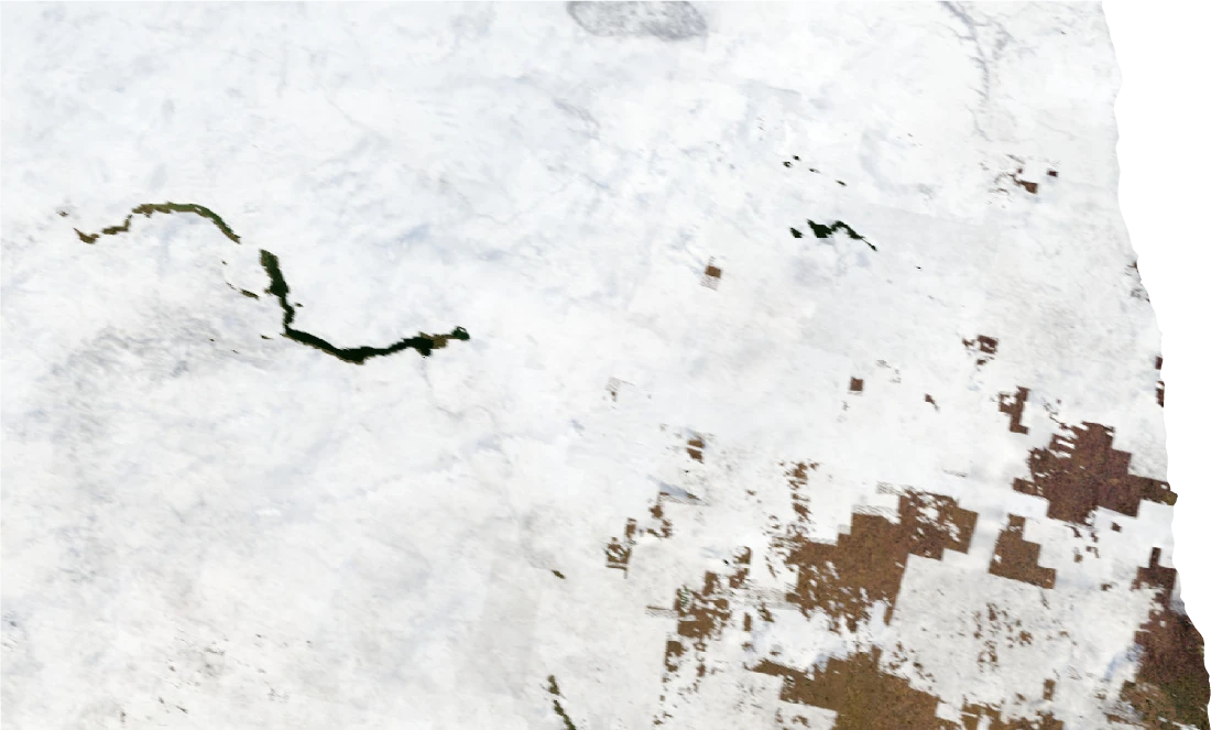 North Dakota, January 2004: NASA imagery clipped to the regional boundary