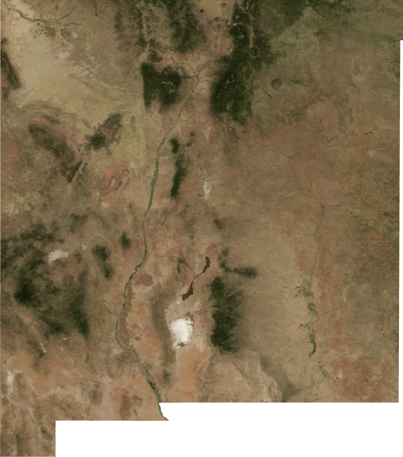 New Mexico, July 2004: NASA imagery clipped to the regional boundary
