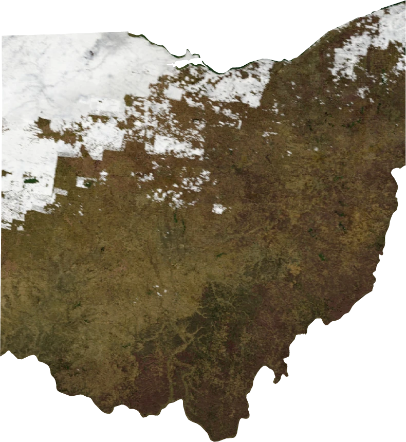 Ohio, January 2004: NASA imagery clipped to the regional boundary