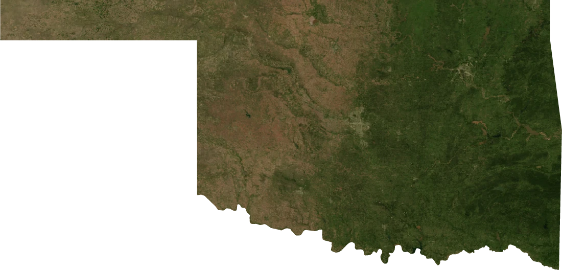 Oklahoma, July 2004: NASA imagery clipped to the regional boundary