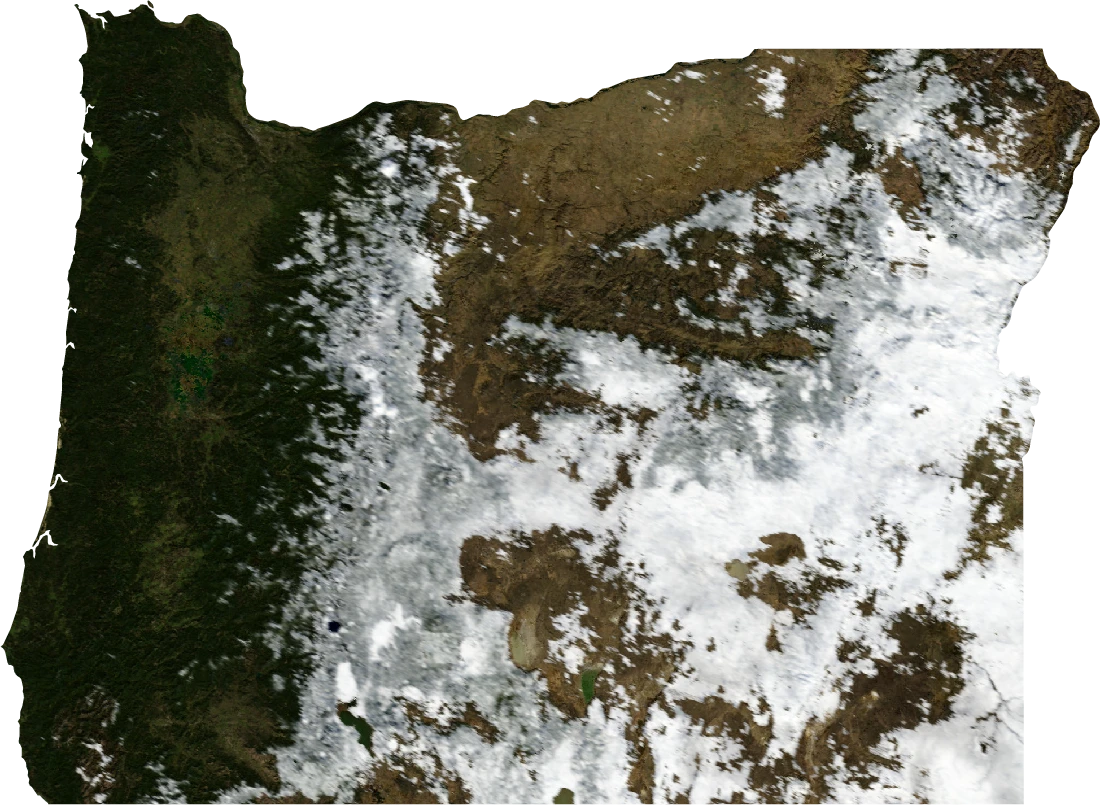Oregon, January 2004: NASA imagery clipped to the regional boundary