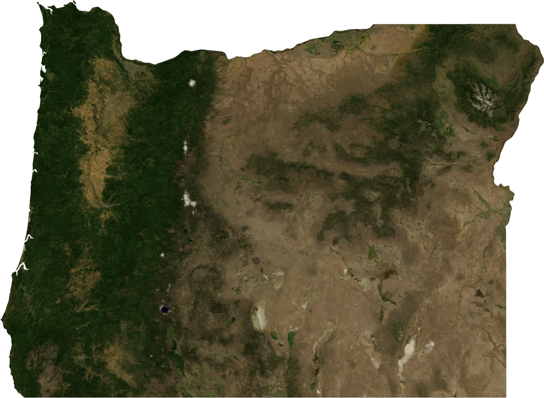 Oregon, July 2004: NASA imagery clipped to the regional boundary
