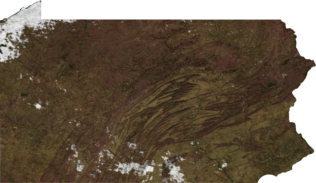 Pennsylvania, January 2004: NASA imagery clipped to the regional boundary