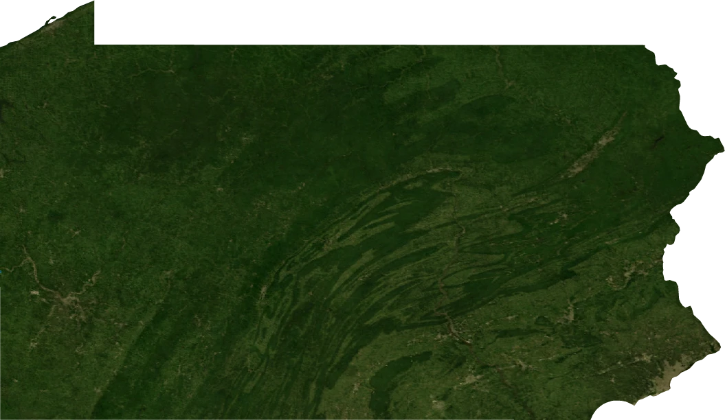 Pennsylvania, July 2004: NASA imagery clipped to the regional boundary