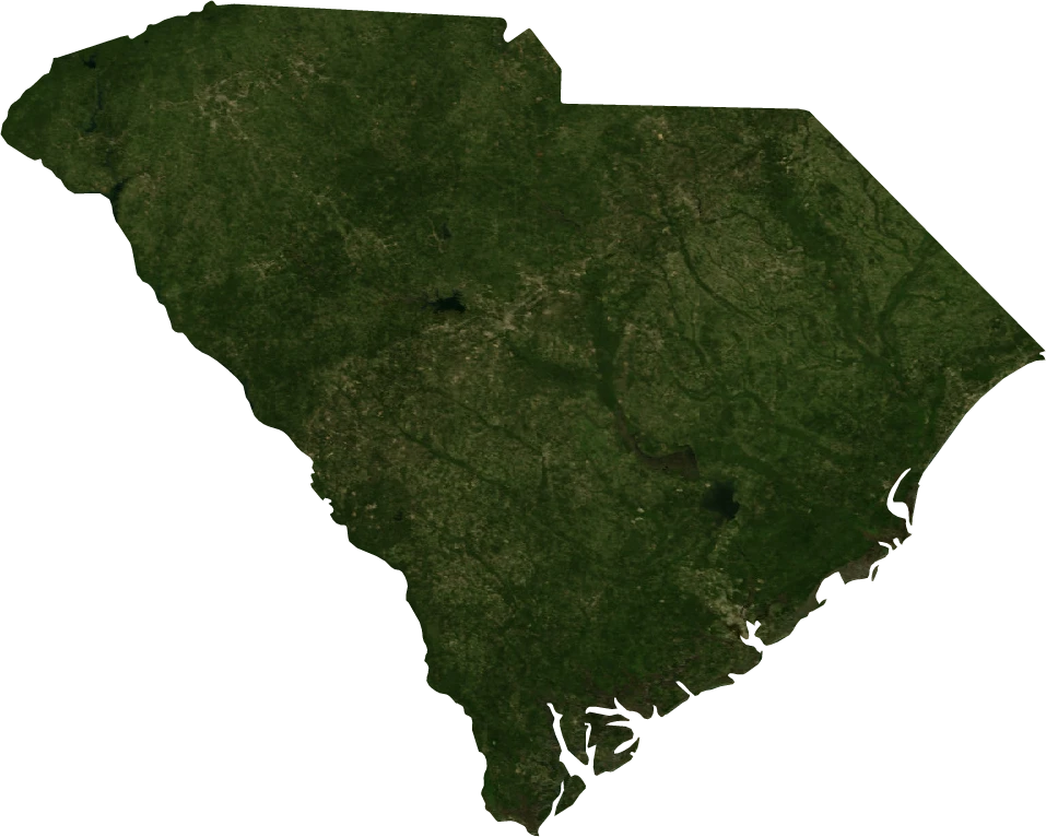 South Carolina, July 2004: NASA imagery clipped to the regional boundary
