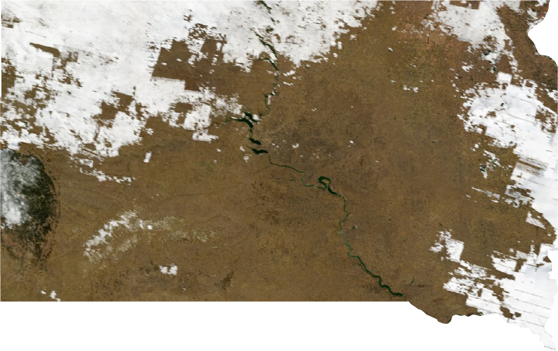 South Dakota, January 2004: NASA imagery clipped to the regional boundary